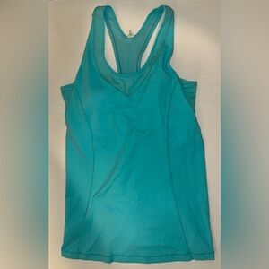 Lululemon Women’s Razorback Tank Top Size 8 Aqua Blue Black Workout Tank Top